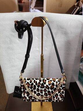 Kate Spade Leopard-Print Crossbody w/ Gold Chain Nwt 299$ Retail